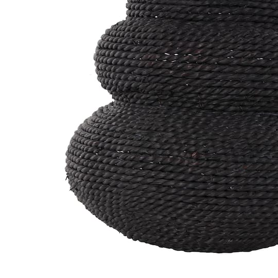 14" Black Seagrass Handmade Woven Bubble Decorative Vase with Abstract Bubble Shape